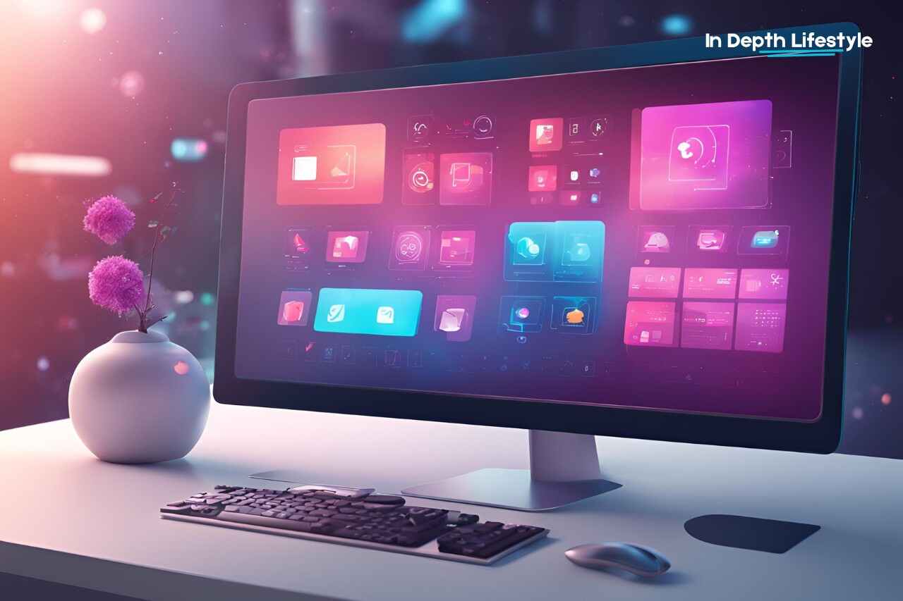 Personal Operating System, High Tech computer, PC, Digital product, Computer screen, Computer screen of pink colour,