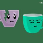 Image comparing a broken cup and a cup to show the importance of self-care